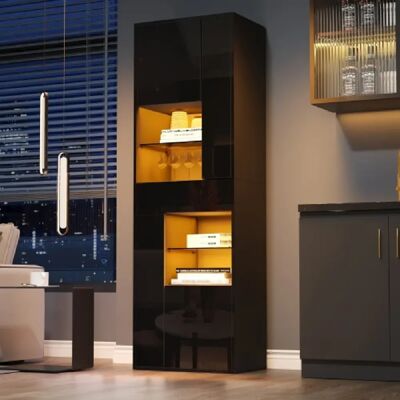 Merax Vitrine 55*38*170cm-avec 1 Tiroir Et 4 Compartiments-en Verre Avec Éclairage LED-noir - Publicité Merax Vitrine 55*38*170cm-avec 1 Tiroir Et 4 Compartiments-en Verre Avec Éclairage LED-noir - Publicité