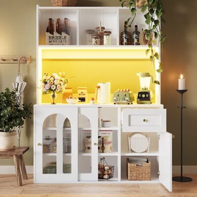 Merax Buffet De Cuisine LED-Musical-cuisine Hauts -sécurité Anti-basculement-blanc - Publicité Merax Buffet De Cuisine LED-Musical-cuisine Hauts -sécurité Anti-basculement-blanc - Publicité