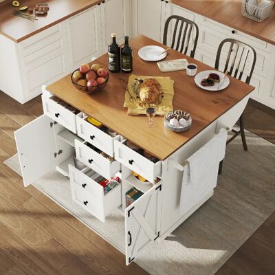 Merax Îlot De Cuisine-desserte De Cuisine-rangement Intelligent-chariot De Cuisine-Blanc - Publicité Merax Îlot De Cuisine-desserte De Cuisine-rangement Intelligent-chariot De Cuisine-Blanc - Publicité