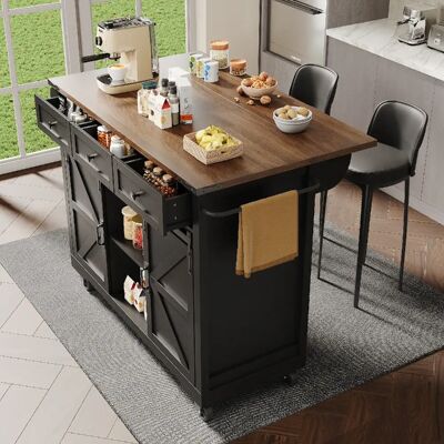 Merax Chariot De Cuisine - Noir - Plateau Pliable - 3 Tiroirs - 2 Portes Coulissantes - Publicité Merax Chariot De Cuisine - Noir - Plateau Pliable - 3 Tiroirs - 2 Portes Coulissantes - Publicité