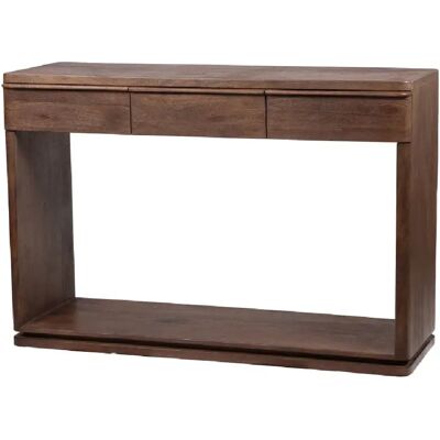 Amadeus Console 3 tiroirs en bois finition noyer L120 cm - Publicité Amadeus Console 3 tiroirs en bois finition noyer L120 cm - Publicité