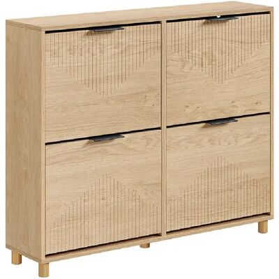 SoBuy Armoire à Chaussures 4 Portes Rabattables Chêne Clair 100x24x83 cm - Publicité SoBuy Armoire à Chaussures 4 Portes Rabattables Chêne Clair 100x24x83 cm - Publicité