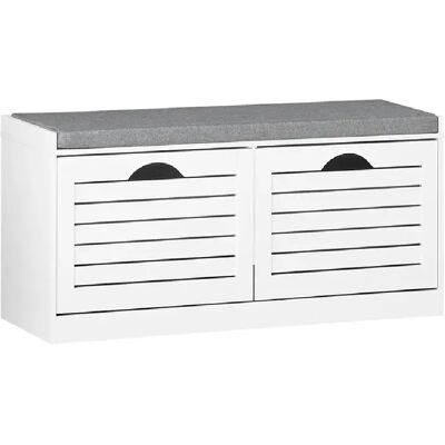 SoBuy Banquette d'Entrée avec Portes-Chaussures Blanc 97x30x47 cm FSR62-II-W - Publicité SoBuy Banquette d'Entrée avec Portes-Chaussures Blanc 97x30x47 cm FSR62-II-W - Publicité
