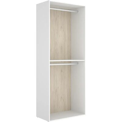 Pegane Armoire dressing ouverte avec 2 tringles et fond réversible, coloris blanc/naturel - Publicité Pegane Armoire dressing ouverte avec 2 tringles et fond réversible, coloris blanc/naturel - Publicité