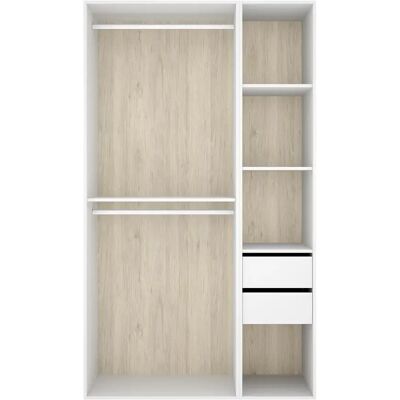 Pegane Armoire dressing ouverte avec fond réversible, penderie,2 tiroirs et 4 étagères - Publicité Pegane Armoire dressing ouverte avec fond réversible, penderie,2 tiroirs et 4 étagères - Publicité