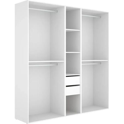 Pegane Grand dressing ouvert avec fond réversible – 4 penderies, 2 tiroirs – Blanc / Naturel - Publicité Pegane Grand dressing ouvert avec fond réversible – 4 penderies, 2 tiroirs – Blanc / Naturel - Publicité