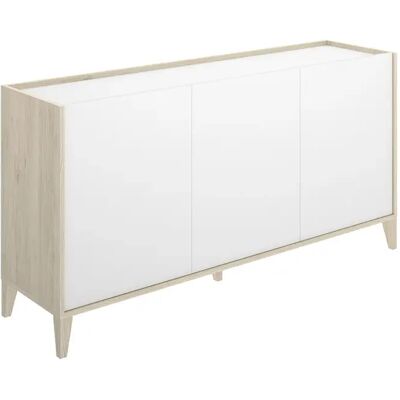 Pegane Buffet meuble de rangement à 3 portes,naturel/blanc - Publicité Pegane Buffet meuble de rangement à 3 portes,naturel/blanc - Publicité