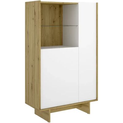 Pegane Buffet meuble de rangement vertical à 2 portes et 1 tiroir, chêne sonoma/blanc - Publicité Pegane Buffet meuble de rangement vertical à 2 portes et 1 tiroir, chêne sonoma/blanc - Publicité