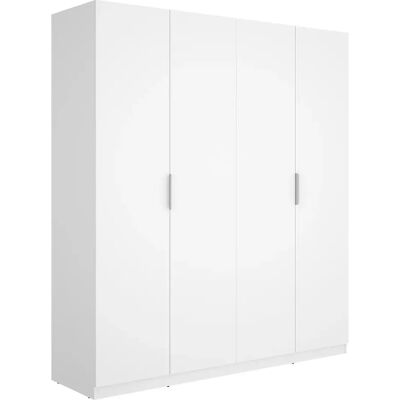 Pegane Armoire placard de rangement à 4 portes battantes, coloris blanc - Publicité Pegane Armoire placard de rangement à 4 portes battantes, coloris blanc - Publicité