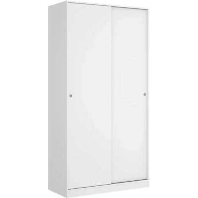 Pegane Armoire placard de rangement à 2 portes coulissantes, coloris blanc - Publicité Pegane Armoire placard de rangement à 2 portes coulissantes, coloris blanc - Publicité