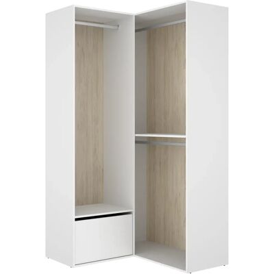 Pegane Armoire d'angle dressing ouverte avec 2 penderie et une porte chaussures - Publicité Pegane Armoire d'angle dressing ouverte avec 2 penderie et une porte chaussures - Publicité