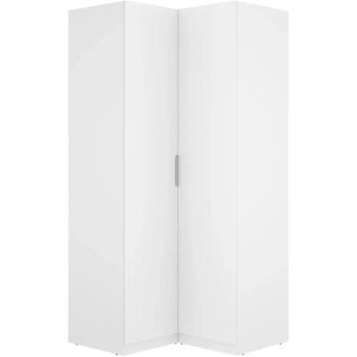 Pegane Armoire d'angle placard de rangement à 2 portes battantes, coloris blanc - Publicité Pegane Armoire d'angle placard de rangement à 2 portes battantes, coloris blanc - Publicité