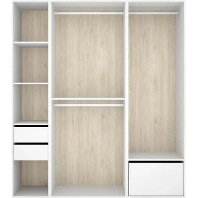 Pegane Armoire dressing ouverte avec fond arrière réversible, penderie et une porte chaussures - Publicité Pegane Armoire dressing ouverte avec fond arrière réversible, penderie et une porte chaussures - Publicité
