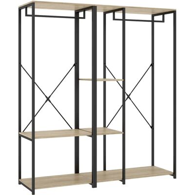 Pegane Portant à vêtements double penderie de structure métallique avec 3 étagères de rangement - Publicité Pegane Portant à vêtements double penderie de structure métallique avec 3 étagères de rangement - Publicité