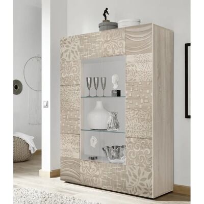 JLC KREATION Vitrine moderne coloris chêne clair 2 portes vitrées SARA - Publicité JLC KREATION Vitrine moderne coloris chêne clair 2 portes vitrées SARA - Publicité