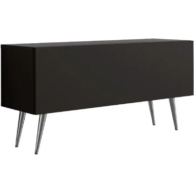 3XELIVING Meuble TV : Noir Mat, pieds Chrome, 100 x 52 x 32 cm - Publicité 3XELIVING Meuble TV : Noir Mat, pieds Chrome, 100 x 52 x 32 cm - Publicité