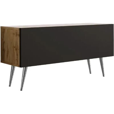 3XELIVING Meuble TV : Chêne Wotan / Noir Mat, pieds Chrome, 100 x 52 x 32 cm - Publicité 3XELIVING Meuble TV : Chêne Wotan / Noir Mat, pieds Chrome, 100 x 52 x 32 cm - Publicité