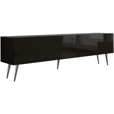 3XELIVING Meuble TV : Noir Mat/Noir Brillant, pieds Chrome, 170 x 52 x 32 cm - Publicité 3XELIVING Meuble TV : Noir Mat/Noir Brillant, pieds Chrome, 170 x 52 x 32 cm - Publicité