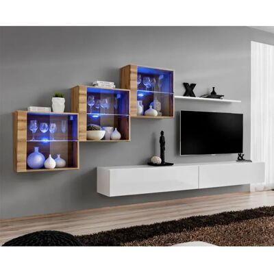 Paris Prix Meuble TV Mural Design Switch XX 330cm Blanc & Naturel - Publicité Paris Prix Meuble TV Mural Design Switch XX 330cm Blanc & Naturel - Publicité