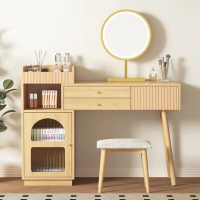 Fenchilin Coiffeuse avec Miroir LED et Tiroirs 120cm - Publicité Fenchilin Coiffeuse avec Miroir LED et Tiroirs 120cm - Publicité