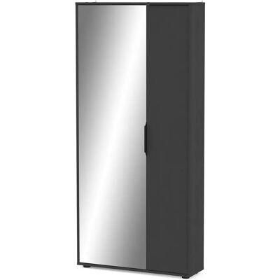 Pegane Armoire meuble à chaussures 2 portes avec un miroir couleur noir Longueur 82,8 x Profondeur 23,9 x Hauteur 178,4 cm - Publicité Pegane Armoire meuble à chaussures 2 portes avec un miroir couleur noir Longueur 82,8 x Profondeur 23,9 x Hauteur 178,4 cm - Publicité