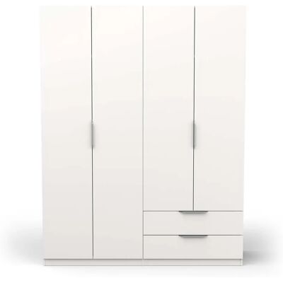 Pegane Armoire 4 portes 2 tiroirs couleur blanc mat - Largeur 157,3 x Profondeur 51,1 x Hauteur 203 cm - Publicité Pegane Armoire 4 portes 2 tiroirs couleur blanc mat - Largeur 157,3 x Profondeur 51,1 x Hauteur 203 cm - Publicité