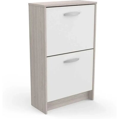 Pegane Commode meuble à chaussures 2 abattants 8 paires couleur chêne / blanc mat - Largeur 53,9 x Profondeur 24,4 x Hauteur 90,6 cm - Publicité Pegane Commode meuble à chaussures 2 abattants 8 paires couleur chêne / blanc mat - Largeur 53,9 x Profondeur 24,4 x Hauteur 90,6 cm - Publicité