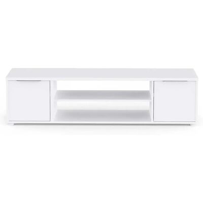 Pegane Meuble TV avec rangement couleur blanc mat - Largeur 151,4 x Profondeur 39,6 x Hauteur 39,1 cm - Publicité Pegane Meuble TV avec rangement couleur blanc mat - Largeur 151,4 x Profondeur 39,6 x Hauteur 39,1 cm - Publicité