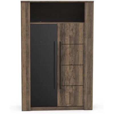 Pegane Vitrine meuble de rangement 2 portes couleur chêne foncé / noir - Largeur 114 x Profondeur 39,6 x Hauteur 175,8 cm - Publicité Pegane Vitrine meuble de rangement 2 portes couleur chêne foncé / noir - Largeur 114 x Profondeur 39,6 x Hauteur 175,8 cm - Publicité