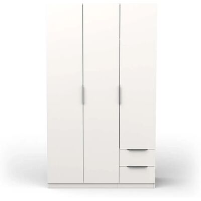 Pegane Armoire 3 portes 2 tiroirs couleur blanc mat - Largeur 119,4 x Profondeur 51,1 x Hauteur 203 cm - Publicité Pegane Armoire 3 portes 2 tiroirs couleur blanc mat - Largeur 119,4 x Profondeur 51,1 x Hauteur 203 cm - Publicité