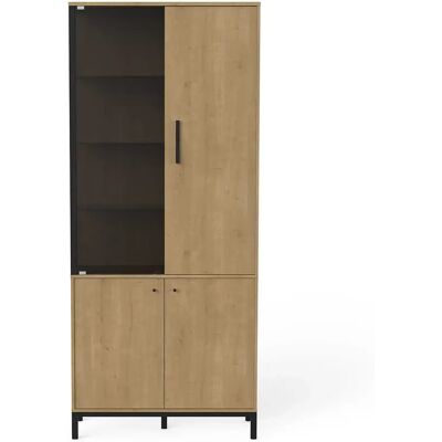 Pegane Vitrine meuble de rangement 4 portes couleur chêne / noir - Largeur 93,4 x Profondeur 39,6 x Hauteur 186,1 cm - Publicité Pegane Vitrine meuble de rangement 4 portes couleur chêne / noir - Largeur 93,4 x Profondeur 39,6 x Hauteur 186,1 cm - Publicité