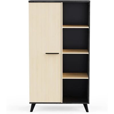Pegane Buffet haut meuble de rangement 1 porte 4 niches couleur chêne / anthracite - Largeur 83 x Profondeur 39,2 x Hauteur 153,9 cm - Publicité Pegane Buffet haut meuble de rangement 1 porte 4 niches couleur chêne / anthracite - Largeur 83 x Profondeur 39,2 x Hauteur 153,9 cm - Publicité