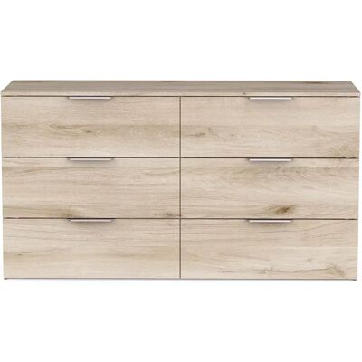 Pegane Commode meuble de rangement 6 tiroirs couleur chêne - Largeur 151,3 x Profondeur 41,2 x Hauteur 81,1 cm - Publicité Pegane Commode meuble de rangement 6 tiroirs couleur chêne - Largeur 151,3 x Profondeur 41,2 x Hauteur 81,1 cm - Publicité