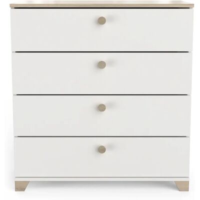 Pegane Commode meuble de rangement 4 tiroirs couleur chêne / blanc mat - Largeur 79,7 x Profondeur 41,9 x Hauteur 85,1 cm - Publicité Pegane Commode meuble de rangement 4 tiroirs couleur chêne / blanc mat - Largeur 79,7 x Profondeur 41,9 x Hauteur 85,1 cm - Publicité