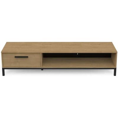 Pegane Meuble TV avec rangement 1 niche 1 tiroir couleur chêne / noir mat - Largeur 183 x Profondeur 44,9 x Hauteur 41,3 cm - Publicité Pegane Meuble TV avec rangement 1 niche 1 tiroir couleur chêne / noir mat - Largeur 183 x Profondeur 44,9 x Hauteur 41,3 cm - Publicité