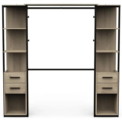 Pegane Kit dressing 2 colonnes avec penderie couleur chêne / noit mat - Largeur 210 x Profondeur 41,5 x Hauteur 204,4 cm - Publicité Pegane Kit dressing 2 colonnes avec penderie couleur chêne / noit mat - Largeur 210 x Profondeur 41,5 x Hauteur 204,4 cm - Publicité