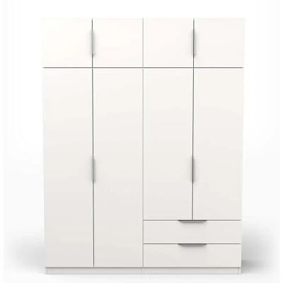 Pegane Armoire 8 portes 2 tiroirs couleur blanc mat - Largeur 157,3 x Profondeur 51,1 x Hauteur 203 cm - Publicité Pegane Armoire 8 portes 2 tiroirs couleur blanc mat - Largeur 157,3 x Profondeur 51,1 x Hauteur 203 cm - Publicité