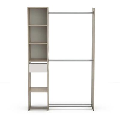 Pegane Armoire dressing avec 2 penderies, 4 étagères et 1 tiroir couleur chêne - Largeur 118 x Profondeur 39,5 x Hauteur 183 cm - Publicité Pegane Armoire dressing avec 2 penderies, 4 étagères et 1 tiroir couleur chêne - Largeur 118 x Profondeur 39,5 x Hauteur 183 cm - Publicité