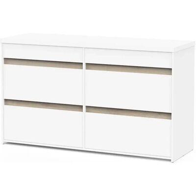 Pegane Commode meuble de rangement 6 tiroirs couleur blanc mat / chêne - Largeur 154,5 x Profondeur 50 x Hauteur 89,2 cm - Publicité Pegane Commode meuble de rangement 6 tiroirs couleur blanc mat / chêne - Largeur 154,5 x Profondeur 50 x Hauteur 89,2 cm - Publicité