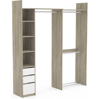 Pegane Kit dressing extensible 1 colonne 3 penderies couleur chêne / blanc mat - Largeur 199,7 x Profondeur 43,9 x Hauteur 218,3 cm - Publicité Pegane Kit dressing extensible 1 colonne 3 penderies couleur chêne / blanc mat - Largeur 199,7 x Profondeur 43,9 x Hauteur 218,3 cm - Publicité