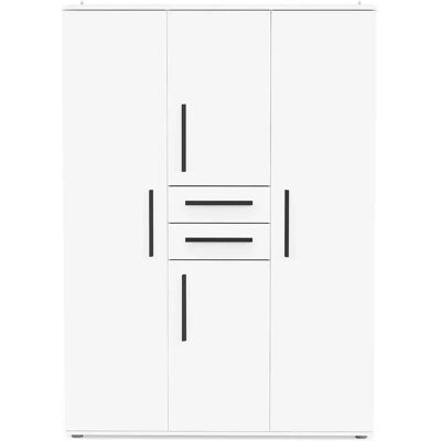 Pegane Amoire placard de rangement 4 portes et 2 tiroirs couleur blanc mat - Largeur 134,6 x Profondeur 50 x Hauteur 188 cm - Publicité Pegane Amoire placard de rangement 4 portes et 2 tiroirs couleur blanc mat - Largeur 134,6 x Profondeur 50 x Hauteur 188 cm - Publicité
