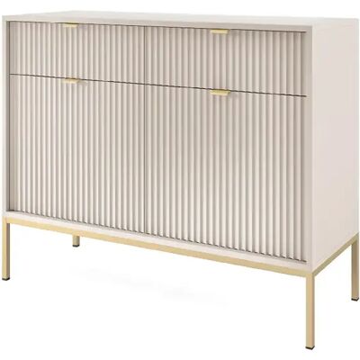 3XELIVING Commode : 2 Tiroirs, 2 Portes, Cachemire, or, 104 x 83 x 39 cm, poignées dorées - Publicité 3XELIVING Commode : 2 Tiroirs, 2 Portes, Cachemire, or, 104 x 83 x 39 cm, poignées dorées - Publicité