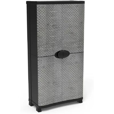 Pegane Armoire meuble de rangement 4 étagères intérieur/extérieur coloris Noir/Métal - Longueur 90 x Profondeur 45 x Hauteur 184 cm - Publicité Pegane Armoire meuble de rangement 4 étagères intérieur/extérieur coloris Noir/Métal - Longueur 90 x Profondeur 45 x Hauteur 184 cm - Publicité