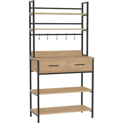 Pegane Étagère de cuisine avec tiroirs et étagères en bois,Meuble d'appoint avec crochets - Longueur 81 x Hauteur 169 x Profondeur 38 cm - Publicité Pegane Étagère de cuisine avec tiroirs et étagères en bois,Meuble d'appoint avec crochets - Longueur 81 x Hauteur 169 x Profondeur 38 cm - Publicité