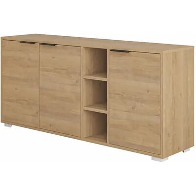 Pegane Buffet commode à 3 portes Meuble de rangement coloris Chêne - Longueur 142 x Hauteur 66 x Profondeur 36 cm - Publicité Pegane Buffet commode à 3 portes Meuble de rangement coloris Chêne - Longueur 142 x Hauteur 66 x Profondeur 36 cm - Publicité