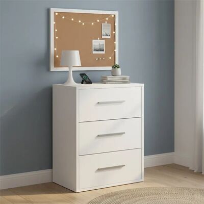 Pegane Table de chevet table de nuit avec 3 tiroirs coloris Blanc - Longueur 40 x Hauteur 61 x Profondeur 28 cm - Publicité Pegane Table de chevet table de nuit avec 3 tiroirs coloris Blanc - Longueur 40 x Hauteur 61 x Profondeur 28 cm - Publicité
