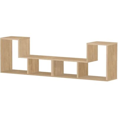 Pegane Ensemble de 2 meubles étagères modulables multifonction couleur chêne- Longueur 183 x Hauteur 54 x Profondeur 30 cm - Publicité Pegane Ensemble de 2 meubles étagères modulables multifonction couleur chêne- Longueur 183 x Hauteur 54 x Profondeur 30 cm - Publicité
