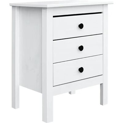 Pegane Table de chevet Table de nuit à 3 tiroirs en bois massif Coloris blanc - Longueur 48 x Hauteur 60 x Profondeur 36 cm - Publicité Pegane Table de chevet Table de nuit à 3 tiroirs en bois massif Coloris blanc - Longueur 48 x Hauteur 60 x Profondeur 36 cm - Publicité