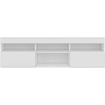 Pegane Meuble TV avec 4 étagères et 2 portes coloris Blanc - Longueur 175 x Hauteur 48 x Profondeur 35 cm - Publicité Pegane Meuble TV avec 4 étagères et 2 portes coloris Blanc - Longueur 175 x Hauteur 48 x Profondeur 35 cm - Publicité