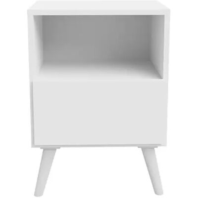 Pegane Table de chevet table de nuit coloris blanc avec 1 tiroir - Longueur 39 x Hauteur 56 x profondeur 30 cm - Publicité Pegane Table de chevet table de nuit coloris blanc avec 1 tiroir - Longueur 39 x Hauteur 56 x profondeur 30 cm - Publicité